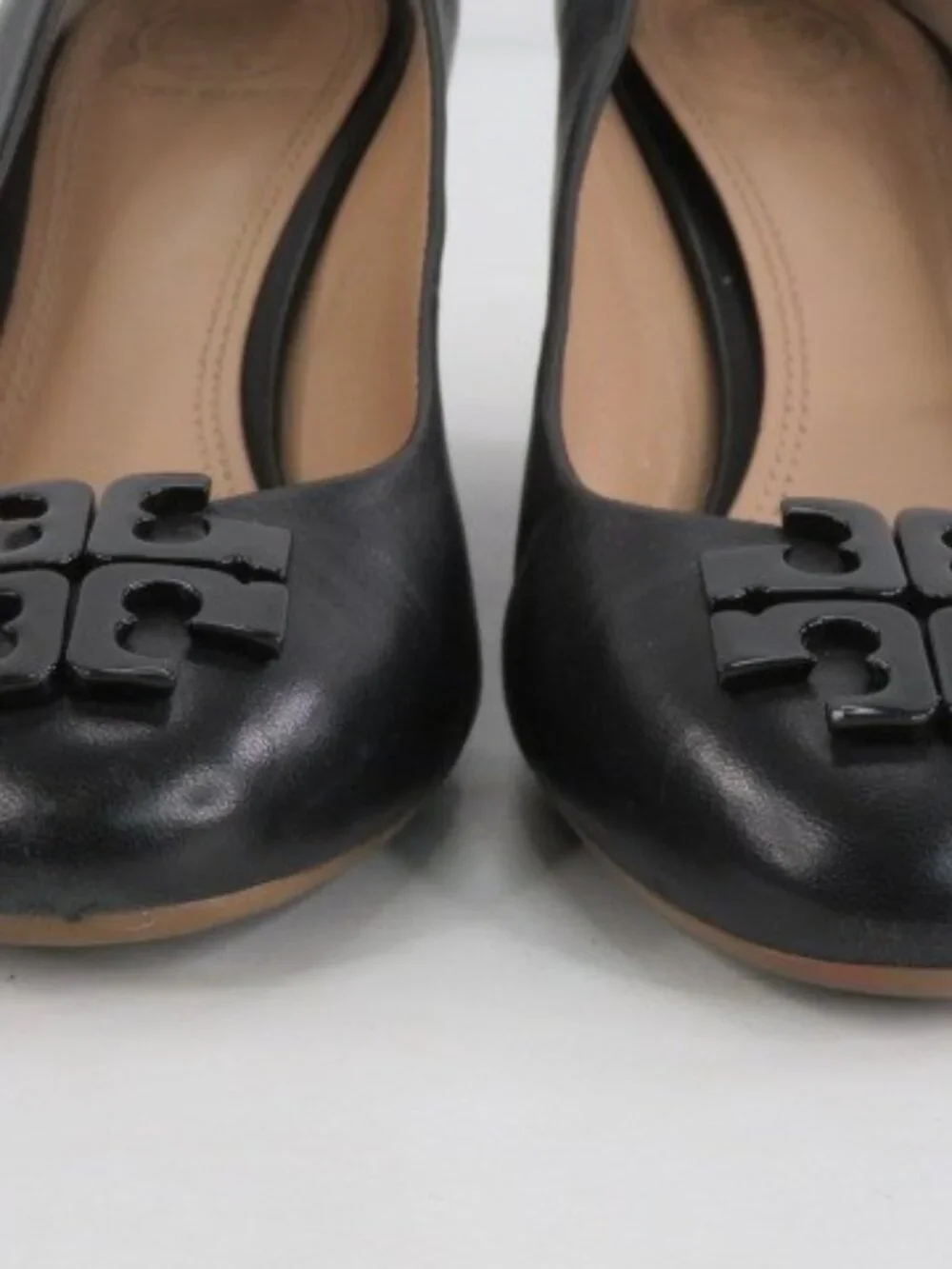 Tory Burch Black Leather Sally Wedge Pumps Size 8.5M